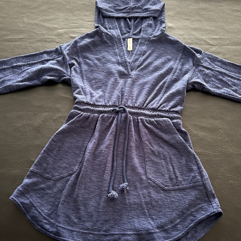 Anthropologie - Hoodie Sweatshirt Dress - RICH BLUE and Adorable - XS